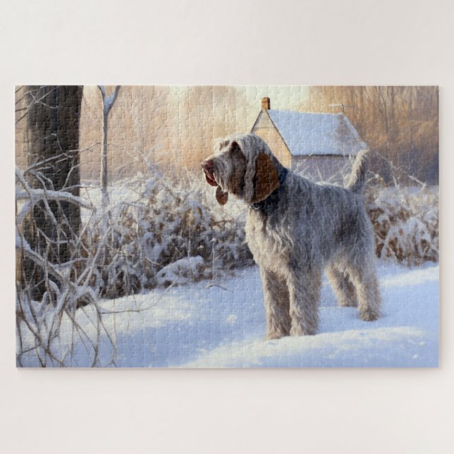 Quebra-cabeça Spinone Italiano Deixe Nevar Natal (Horizontal)