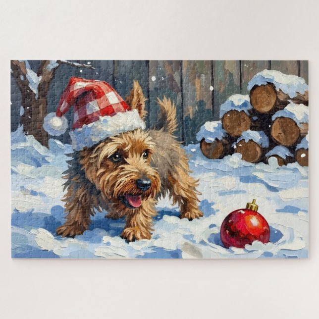 Quebra-cabeça Spirited Cairn Terrier Dog Digging for Christmas T (Horizontal)
