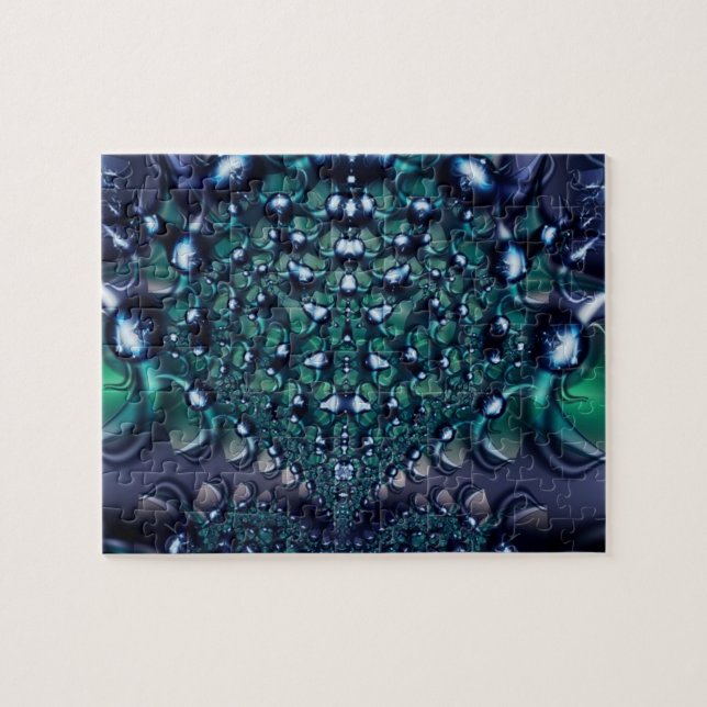 Quebra-cabeça Splatter | Arte Fractal Roxa e Verde (Horizontal)