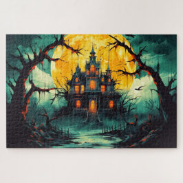Quebra-cabeça Spooky Happy Halloween Haunted House