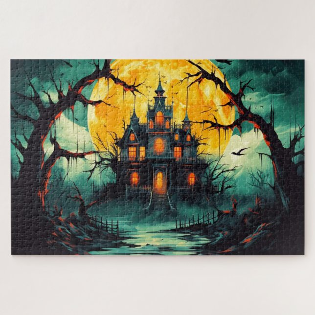Quebra-cabeça Spooky Happy Halloween Haunted House (Horizontal)