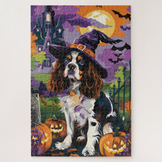 Quebra-cabeça Spooky Springer Spaniel Halloween Pumpkin (Vertical)