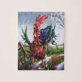 Quebra-cabeça Spring Rain Rooster Illustration Jigsaw Puzzle