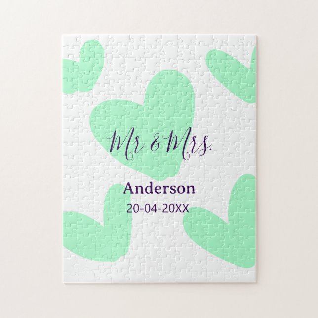 Quebra-cabeça Sr & Sra adicionar nome da família data ano lembra (Vertical)