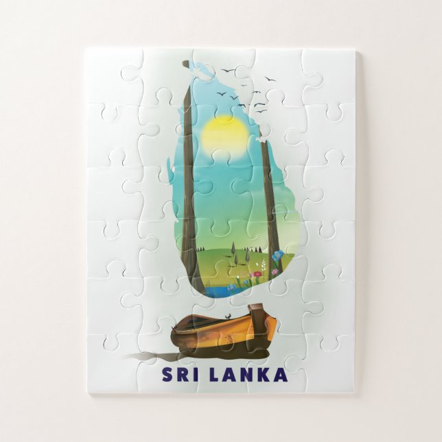 Quebra-cabeça Sri Lanka: poster de turismo de mapa ilustrado. (Vertical)