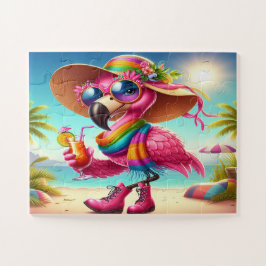 Quebra-cabeça Srta. Flamingo na Praia