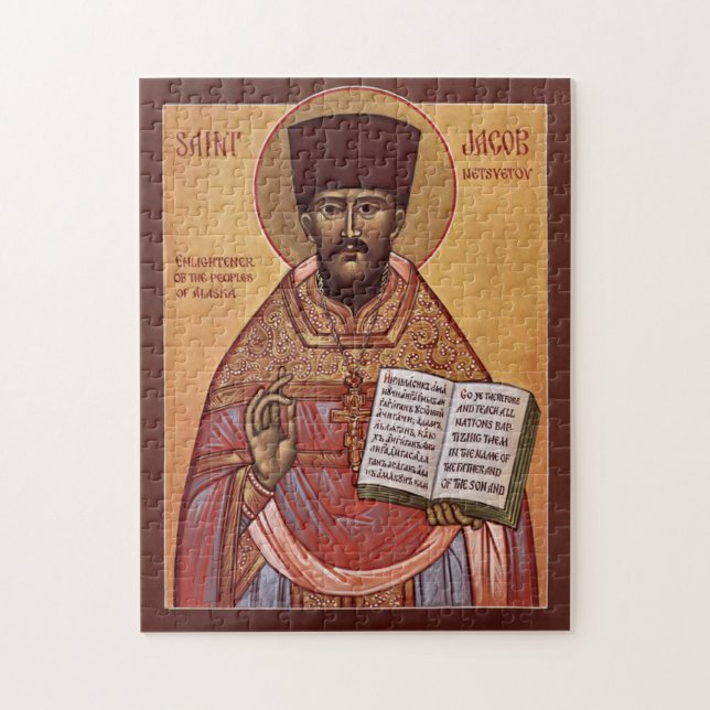 Quebra-cabeça St. Jacob of Alaska Orthodox Christian Icon (Vertical)