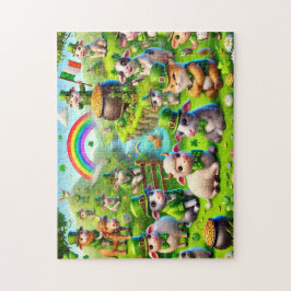 Quebra-cabeça St Patrick's Day, Sheep Cows Cats, Leprechaun