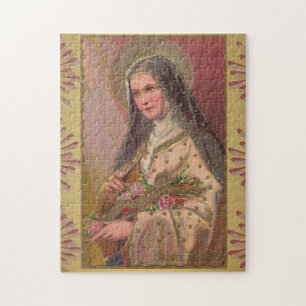 Quebra-cabeça St. Therese pouca beira dos rosas do crucifixo da