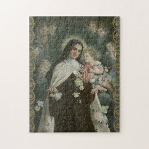 Quebra-cabeça St. Therese poucos querubins dos anjos dos rosas