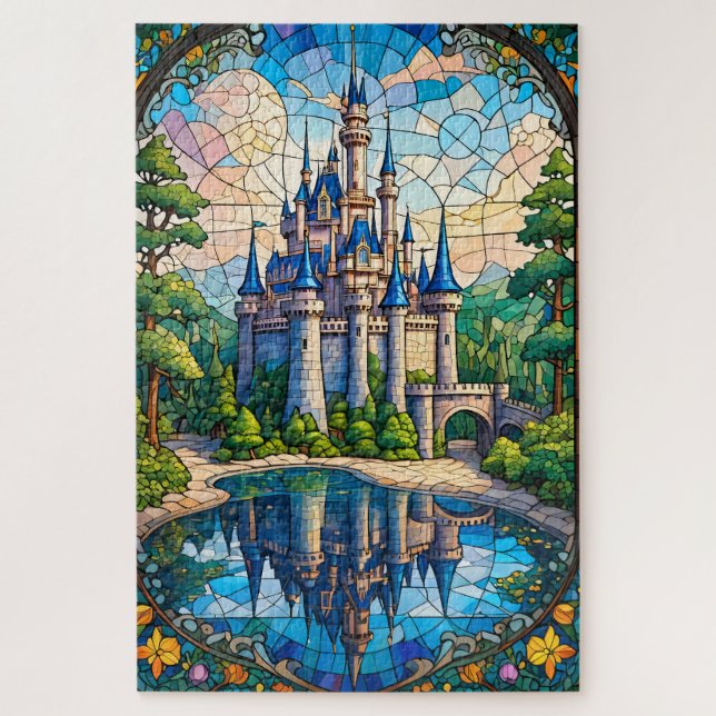 Quebra-cabeça Stained Glass Castle Jigsaw Puzzle (Vertical)