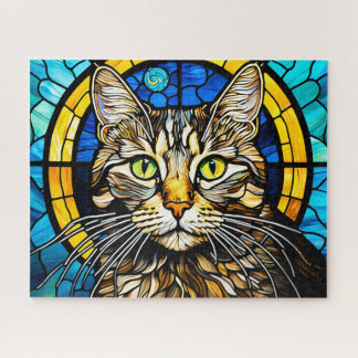 Quebra-cabeça Stained Glass Cute Cat Jigsaw Puzzle