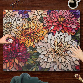 Quebra-cabeça Stained Glass Dahlia Art in Jewel Tones