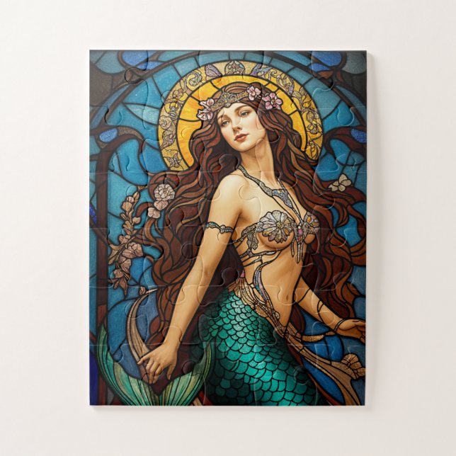 Quebra-cabeça stained glass mermaid puzzle (Vertical)