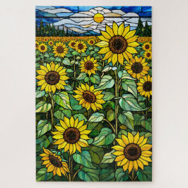 Quebra-cabeça Stained Glass Sunflower Jigsaw Puzzle