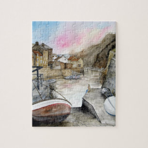 Quebra-cabeça Staithes, North Yorkshire, England Watercolor