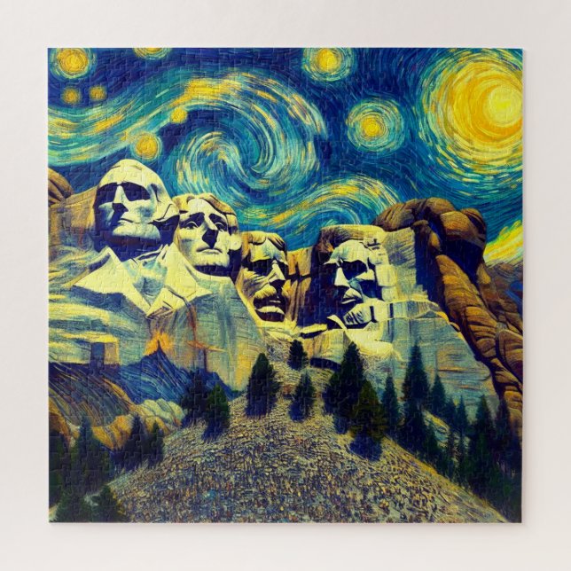 Quebra-cabeça Starry Night Mt. Rushmore South Dakota (Vertical)