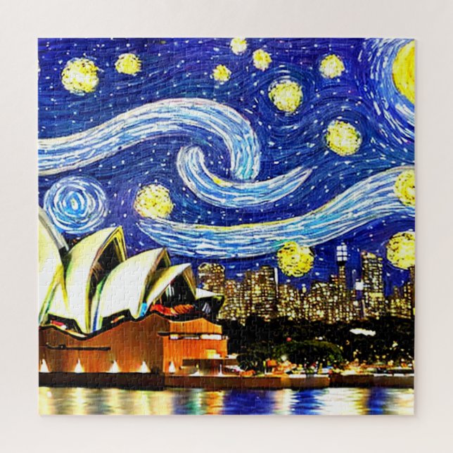 Quebra-cabeça Starry Night Sydney Austrália - Ópera (Vertical)