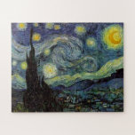 Quebra-cabeça Starry Night - Van Gogh Painting Art<br><div class="desc">Da lâmpada do mineiro de Nuenen à que colocou em sua janela, seguindo a cena com Gauguin; da estrela da noite que notou em 1875 em Corot Olive Orchard à carta que escreveu ao irmão em agosto de 1888, na qual ele disse: "Algum dia ou outro você verá uma fotografia...</div>