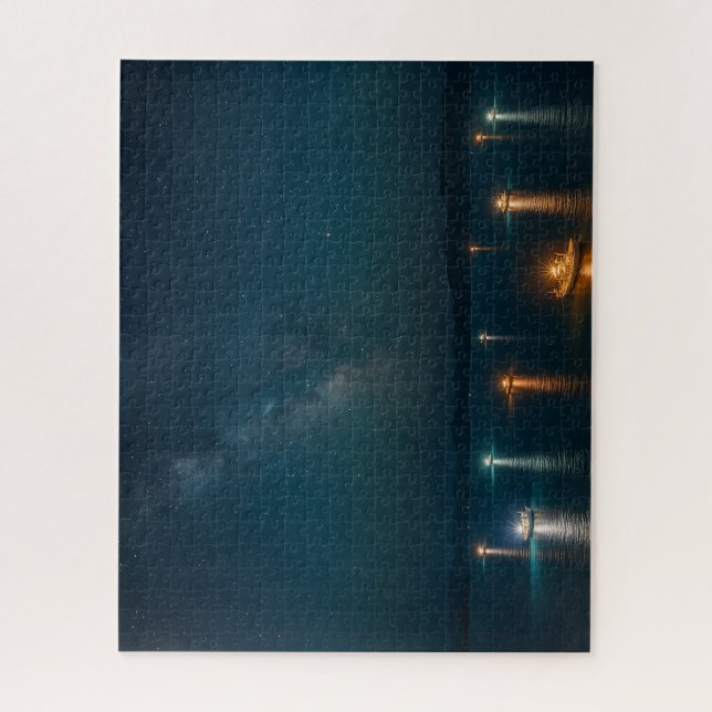 Quebra-cabeça Starry Sea and Night Fishing Lights (Vertical)