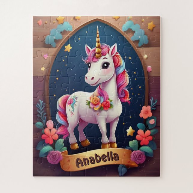 Quebra-cabeça Starry Unicorn Dreams Personalizados (Vertical)