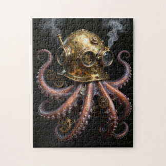 Quebra-cabeça Steampunk Kraken Octopus Diving Helmet Jigsaw Puzz