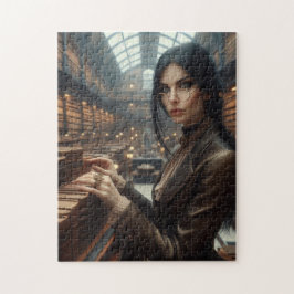 Quebra-cabeça Steampunk Vintage Victorian Lady Librarian