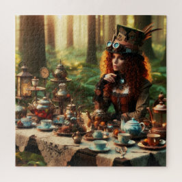 Quebra-cabeça Steampunk Vintage Victorian Lady Mad Hatter