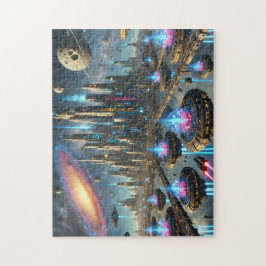 Quebra-cabeça Stellar Cities Futuristic Neon Cityscape