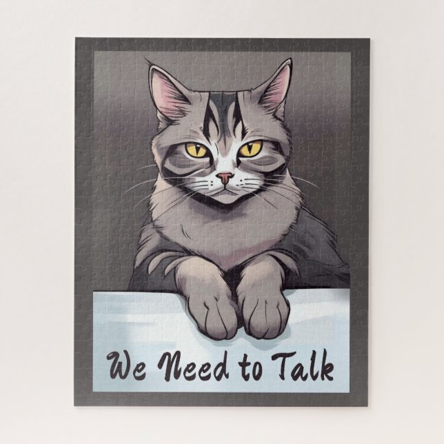 Quebra-cabeça Stern Tabby Cat exige uma palestra séria (Vertical)