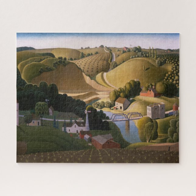 Quebra-cabeça Stone City por Grant Wood (Horizontal)