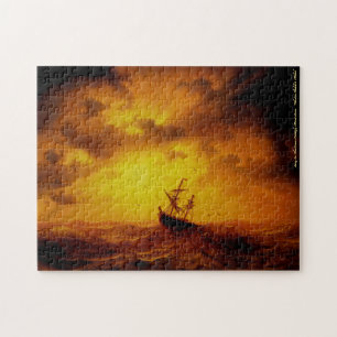 Quebra-cabeça Stormy Sea Vintage Painting Family Kids Art Nature