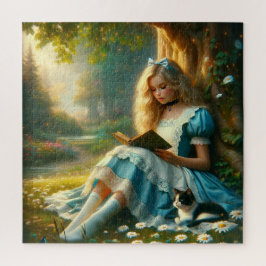Quebra-cabeça Storybook Girl Reading in an Enchanted Forest