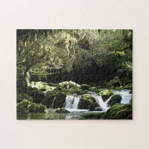 Quebra-cabeça Stream Nova Zelândia com Waterfall Nature Photo