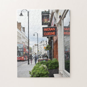 Quebra-cabeça Street Scene Indian Restaurant London Inglaterra