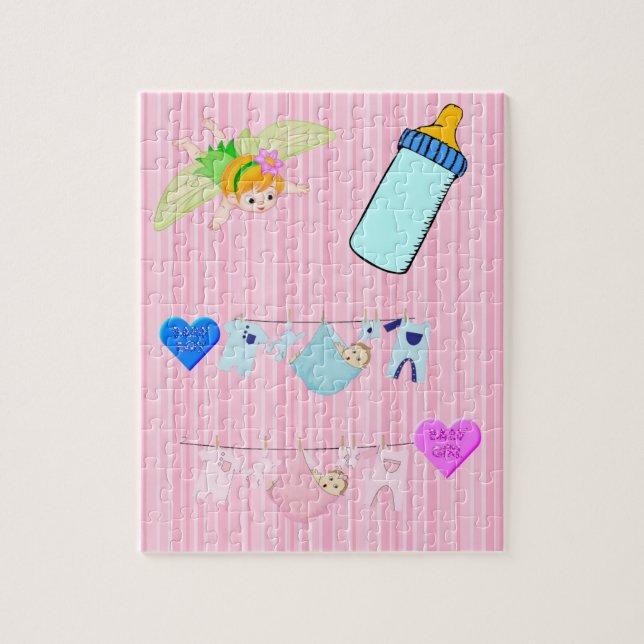 Quebra-cabeça Stripe Baby Girl Rosa (Vertical)