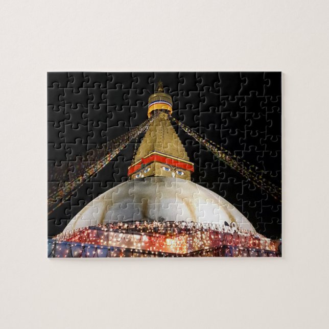 Quebra-cabeça Stupa Boudhanath, Katmandu à noite - Nepal (Horizontal)