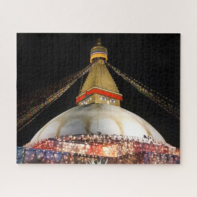 Quebra-cabeça Stupa Boudhanath, Katmandu à noite - Nepal (Horizontal)