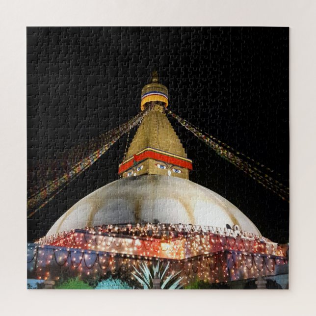 Quebra-cabeça Stupa Boudhanath, Katmandu à noite - Nepal (Vertical)