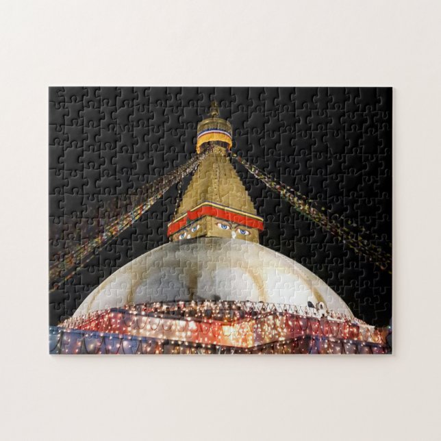 Quebra-cabeça Stupa Boudhanath, Katmandu à noite - Nepal (Horizontal)