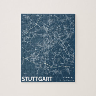 Quebra-cabeça Stuttgart Alemanha - Map Line Art