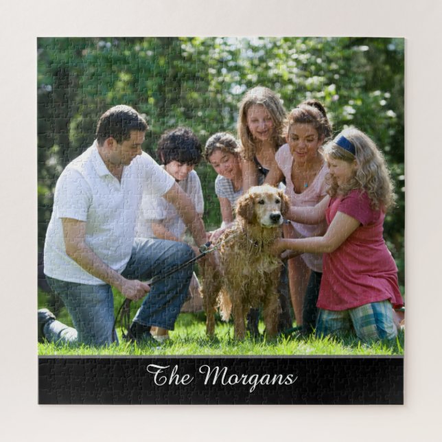 Quebra-cabeça Sua Foto e Nome, ou Mensagem, em Script Branco (Vertical)