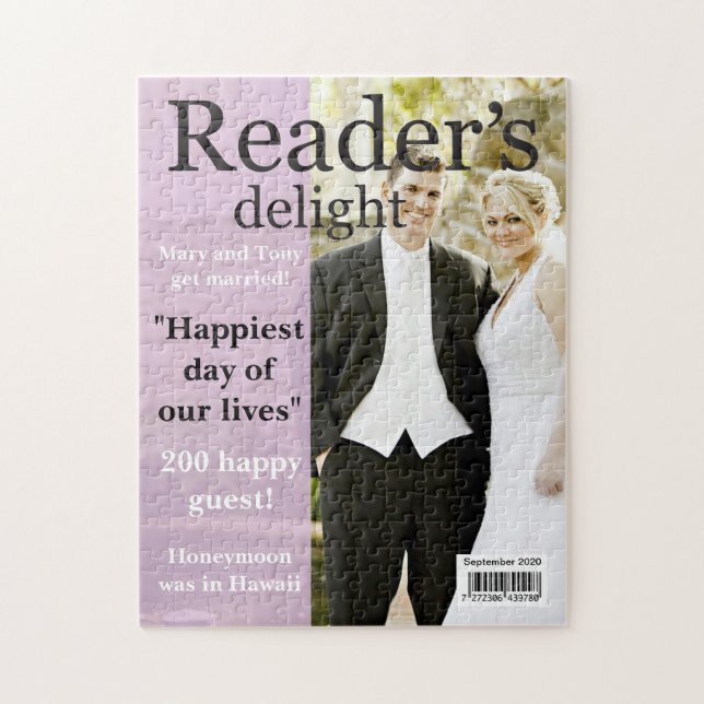 Quebra-cabeça SUA FOTO, TEXTO Falso cobrir de revista, (Vertical)