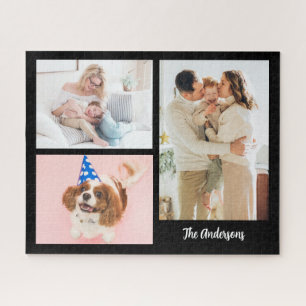 Quebra-cabeça Suas 3 famílias de fotos e nome em preto