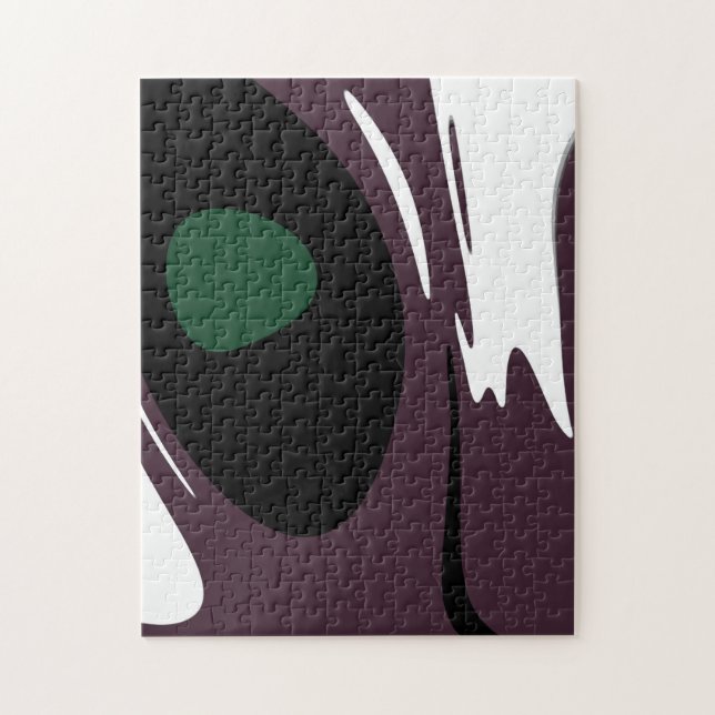 Quebra-cabeça Submersão: Abstrato preto, branco, roxo e verde (Vertical)