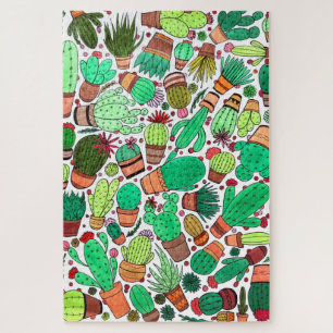 Quebra-cabeça Succulent Cactus Potted Plants Green Cacti Garden