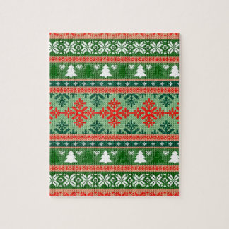 Quebra-cabeça suéter de Natal feio de malha
