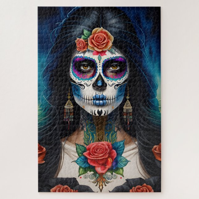 Quebra-cabeça Sugar Skull Art - Embrace Dia de los Muertos (Vertical)