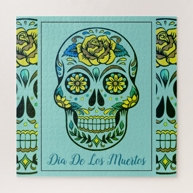 Quebra-cabeça Sugar Skull Dia de Los Muertos Turquoise (Vertical)