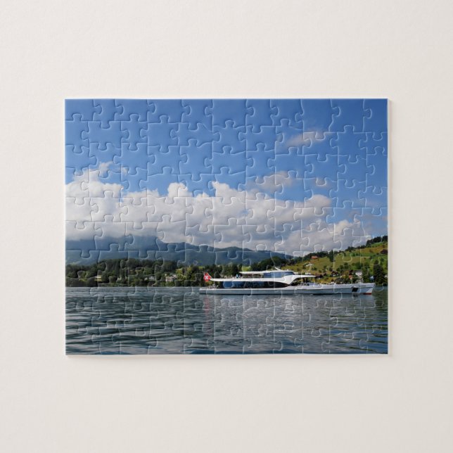 Quebra-cabeça Suiça do lago de vela Lucerna - 8x10 - 110 pcs. (Horizontal)